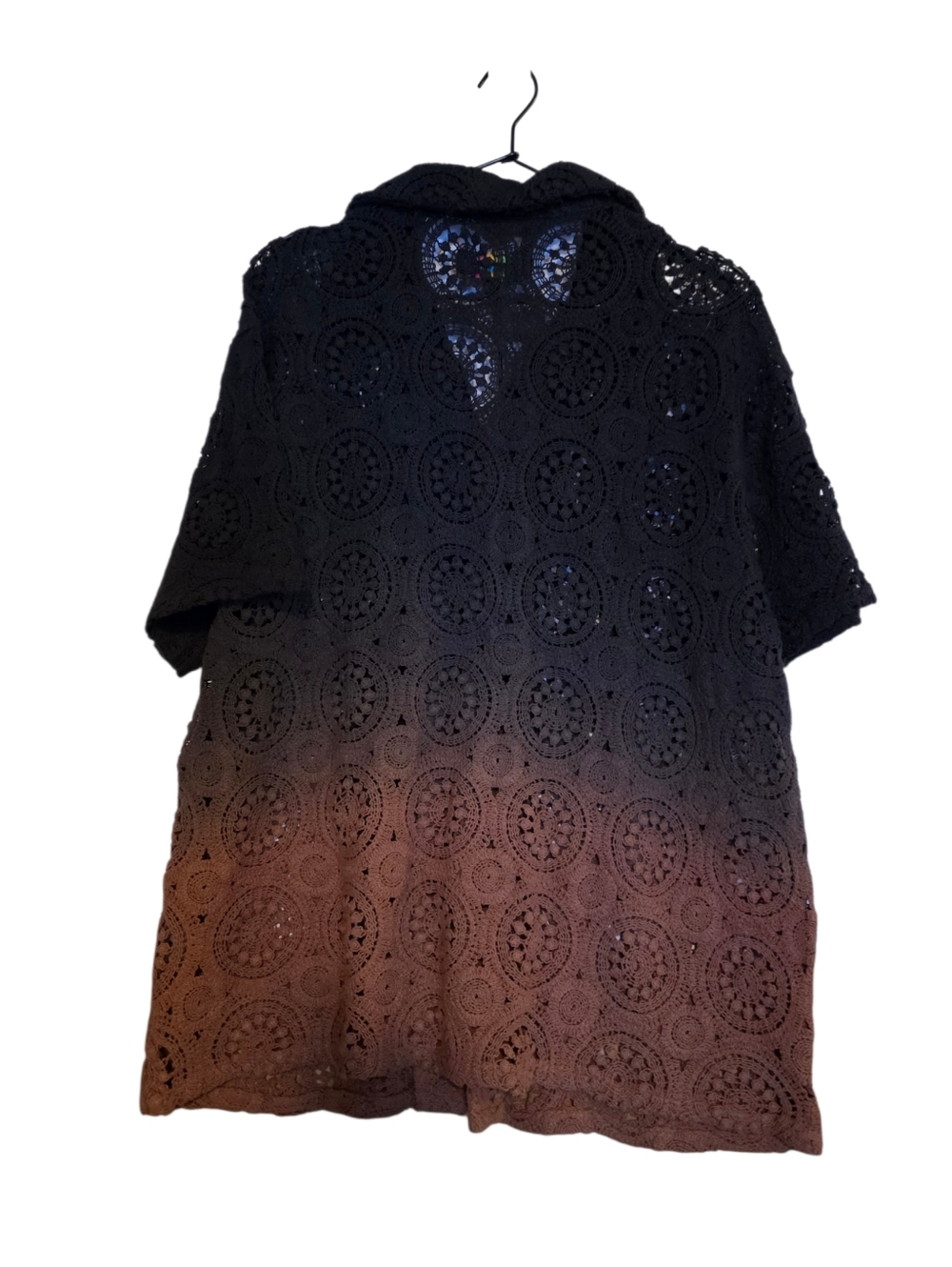 Teddy Fresh Ombre Crochet Knit Shirr Black Brown Size L NWT - Picture 2 of 6